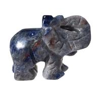 Figura de elefante de cristal natural | Tallado en piedra semipreciosa | Adorno de elefante de jade blanco(Blueaventurine,1.5inch)