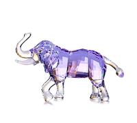 Figura de elefante de la suerte de cristal, colección de adornos, estatua de animales coleccionables, decoración del hogar (morado)