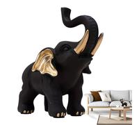 Figura de Elefante de Resina - Black and Gold Elephant Statue | Good Luck Home Decor for Living Room, Entryway, Table, Modern Shelf Accent, Spiritual Symbol Gift for Housewarming, Friends