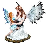 Figura de elfo toma hija en brazo 28 cm | madre hijo hada estatua ángel