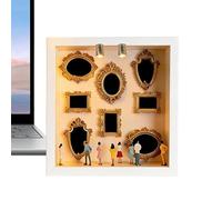 Figura de estante de museo en miniatura: juego de figuras de exhibición artesanales, mini coleccionables para decoración de pared que ahorran espacio, construcción de madera resistente, pieza decorati