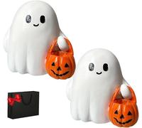 Figura de fantasma de Halloween - Pumpkin Boo Buddies, [Nuevo] Lindos adornos de calabaza fantasma de Halloween, Calabaza fantasma brillante, terraza, dormitorio, decoración de mesa,2*classic Ghost