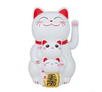 Figura de gato de la suerte agitando con energía solar crea un ambiente positivo en cualquier espacio vital o espacio de trabajo (blanco)