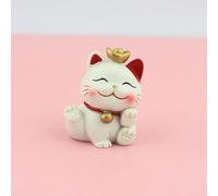 Figura de gato de la suerte de Maneki Neko, 5 cm x 4 cm, decoración de resina para el salpicadero del hogar o el coche, pintada a mano, ligera y resistente a la decoloración, escritorio de oficina o