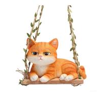 Figura de gato de resina naranja 20x10x13cm Decoración colgante | Construcción de resina, resistente a la intemperie, resiste la lluvia y el sol, uso exterior de larga duración