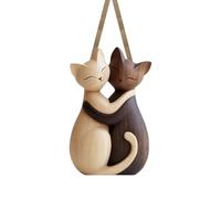 Figura de gato - Decoración de arte de madera plana, esculturas amorosas de pareja de gatos, elaborado | Acento decorativo elegante para el ambiente del dormitorio Momentos románticos Sorpresas de