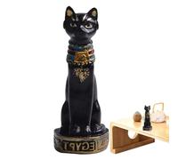 Figura de gato egipcio, estatua de resina en miniatura para decoración del hogar y la oficina, 3 x 2 x 6,5 cm, para amantes de los gatos y entusiastas de la mitología egipcia