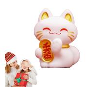 Figura de gato - Maneki Neko Fortune Statue, Fengs Shuis | Figura pequeña de gato de cerámica con pata elevada, decoración afortunada miniatura para oficinas de oficina.