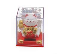 Figura de gato que agita solar, decoración única para el hogar u oficina con características ecológicas (calabaza gato-blanco)