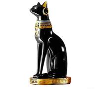 Figura de gato tradicional egipcio en un bastet y portavelas (2)