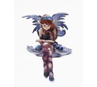 Figura de Hada Morada sentada y Leyendo un Libro de 4 Pulgadas