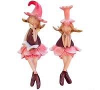 Figura de hada rosa de 19 cm de alto, juego de dos piezas de resina