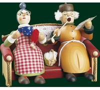 Figura De Humo Navidad Original Erzgebirge Abuela Y Abuelo En Sillón 26025 NUEVO