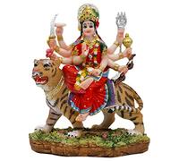 Figura de ídolo de la diosa de la India Durga - 5.8 pulgadas de alto, ídolos hindúes Durga sobre tigre, estatua para casa, oficina, templo, templo, altar, santuario, Pooja, artículo Diwali regalos