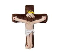 Figura de Jesús de felpa: almohada cruzada acolchada, obra de arte de felpa inspirada en la fe, acento decorativo cómodo, pieza de exhibición interior | Decoración religiosa simbólica para el viaje de