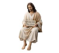 Figura de Jesús de resina para escritorio, diseño de Jesús, estatua de Jesús Cristo, escultura católica hecha a mano con letrero "I Am with You Always", decoración de mesa de oficina en casa, regalo