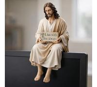 Figura de Jesús de resina para escritorio, hecha a mano, diseño de Jesucristo, con texto en inglés "I Am with You Always", decoración de estatua de Jesús, tablero de coche, hogar, oficina, mesa