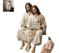 Figura de Jesús de resina para escritorio, pintada a mano "I Am with You Always", estatua de Jesucristo, diseño sentado hecho a mano, estatua de Jesucristo, figura J-esus para salpicadero de coche