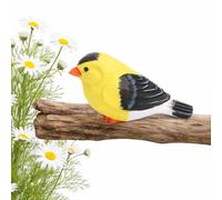 Figura de jilguero americano, escultura de pinzón amarillo en miniatura, adorno de pájaro de madera tallado a mano, estatua de canario salvaje dorado, pequeña vida silvestre inspirada en la naturaleza