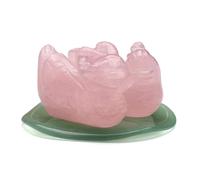Figura de Jovivi de patos mandarines de cuarzo rosa natural, cristal Feng Shui, p jaros del amor sobre hoja de loto para el amor y el romance (ma