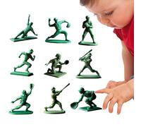 Figura de jugador de béisbol verde - 9 piezas de 2 pulgadas Classic Soldier Set, Pitcher Catcher Fielder Statues | Printed Desk Collectible Ornament, Mini Sport Display Decor Tabletop Fan Gift for