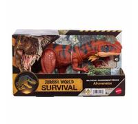Mattel Jurassic World Wild Roar Afrovenator Dinosaurio sonoro | Figura de JW con acción de ataque, luces y rugidos, juego digital con código escaneable, JKL76
