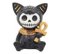 Figura de la diosa felina egipcia Bastet con Ankh, de Ebros, de 7 cm de alto. Esqueleto decorativo de huesos peludos. Dioses y diosas de Egipto.