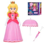 Figura de la Princesa Peach con accesorios de sombrilla abierta y cerrada | 5" Figura, Película Super Mario Galaxy, 10 puntos de articulación, Jakks Pacific, 3+