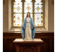 Figura De La Santa Madre - Estatua De La Virgen María De Resina | Decoración Del Hogar Inspirada En La Fe Católica, Escultura Detallada Oración, Para Iglesia, Capilla O Rincón De Reflexión Personal