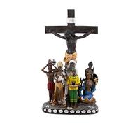 Figura de Las 7 potencias orishas con Jesucristo crucificado de Resina Pintado a Mano 19x12x34 cm