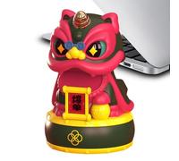Figura de león con energía solar, figura de león solar de la suerte, adorno de león de estela de dibujos animados, bonita decoración de coche de animales para centros de mesa