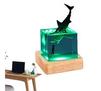 Figura de luz nocturna, lámpara de estilo cúbico, enchufe USB, de cubo de jorobada de resina marina con USB, luz nocturna novedosa para ambiente para sala de estudio, escritorio de