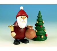 Figura de Madera Papá Noel Con Campana Y Bolsa Regalos Hx 9 ,5x7cm Nuevo Seiffen