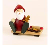 Figura de Madera Papá Noel Con Jengibre en el Banco Hx 9x9, 5cm Nuevo Seiffen