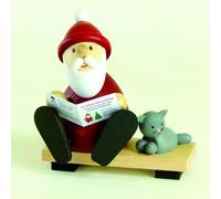 Figura de Madera Papá Noel Con Periódico en el Banco Hx 9x8, 5cm Nuevo Seiffen