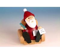 Figura De Madera Papá Noel En Sillón Con Nota HxB 9x6,5cm NUEVO Seiffen