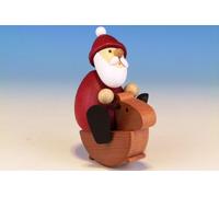 Figura de Madera Papá Noel Sobre Caballo Mecedora Al.xan.xpr. 10 ,5x6x7,5cm Neu