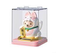 Figura de Maneki Neko con energía solar para agitar, decoración de gato de la suerte, movimiento automático del brazo, sensor de luz para coche, casa u oficina (C)