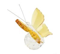 Figura de mariposa de cristal hecha de vidrio K9 para función de peso de escritorio y pieza de declaración de diseño interior cuidadoso (amarillo)