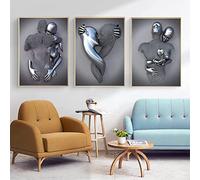 Figura de metal 3D Estatua Arte Amor Corazón Beso Imágenes Arte Mural Salón Decoración de Pared - Sin Marco (Póster 01, 40 x 50 cm x 3)