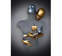 Figura de metal estatua arte lienzo pintura romántica pareja abrazando escultura póster 3D amante escultura póster - sin marco (1 unidad de 50 x 70 cm, Figura-05)