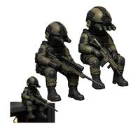 Figura de mini soldado táctico, estatua realista de las fuerzas especiales de francotirador, regalo coleccionable de decoración de escritorio de operador militar, jugadores y fanáticos militares(2pcs)
