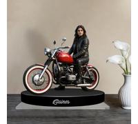 Figura de Motocicleta Personalizada, Estatuas Realistas de Cartoon 2D Marco de Fotos Conmemorativo Personalizado de Acrílico-Regalo para papá, mamá, entusiastas de las motocicletas y familiares