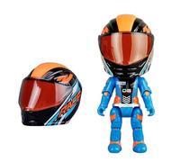 Figura de motociclista fundida, modelo articulable a escala 1:12 con articulaciones articuladas, coleccionable para escritorio, estantería y exhibición, para entusiastas de la motocicleta (azul)