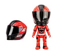 Figura de motociclista fundida, modelo articulable a escala 1:12 con articulaciones articuladas, coleccionable para escritorio, estantería y exhibición, para entusiastas de la motocicleta (rojo)