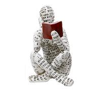 Figura de mujer lectora, creativa, lectora, pensadora, estatua, escultura artística.