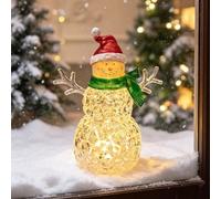 Figura de muñeco de nieve con luz LED, linterna de decoración de mesa | Muñeco de nieve transparente de 9.25 pulgadas con brillo cálido para estante de repisa de repisa