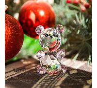 Figura de Oso de Cristal, pisapapeles de Animal de Cristal, Ideal para, Buena Suerte (Oso Rosado)