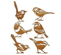 Figura de Pájaro,6 Piezas Metal Rústico Resistente A La Intemperie - de Aves para Exterior Figuras Coleccionables,para Jardín Patio Balcón Sala de Estar Dormitorio