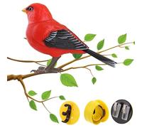 Figura de pájaro artificial, juguete de pájaro controlado por sonido, accesorio de decoración realista de animales, pájaro de movimiento con reacción de sensor táctil, entretenimiento para gatos y